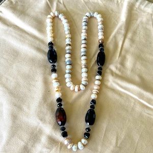 Interesting imperfect pearls with black & brown accent pieces